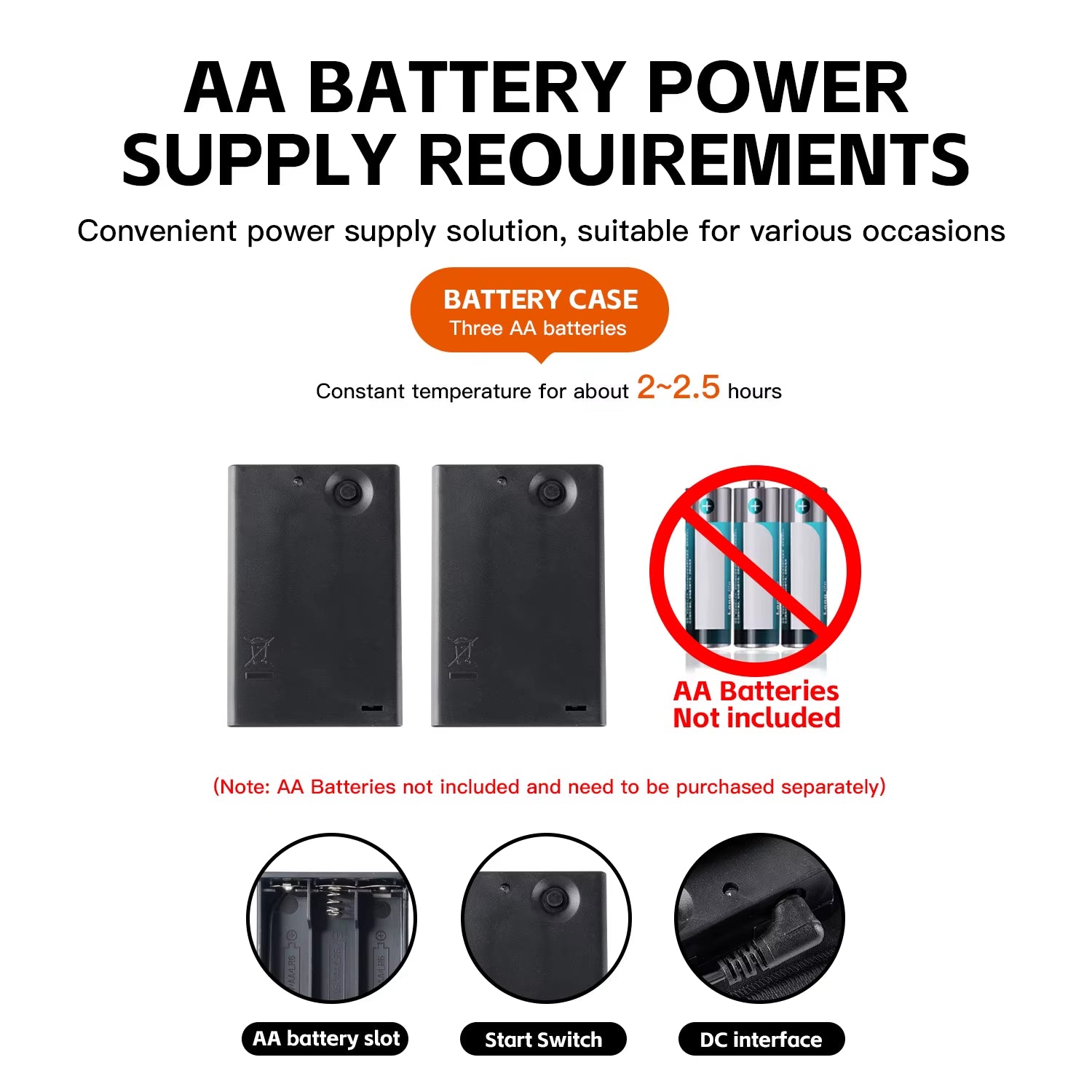 Electric Heating Gloves, Winter Motorcycle Heating Gloves, Warm and Waterproof with Battery Box, Heated Snow Motorcycle Heating