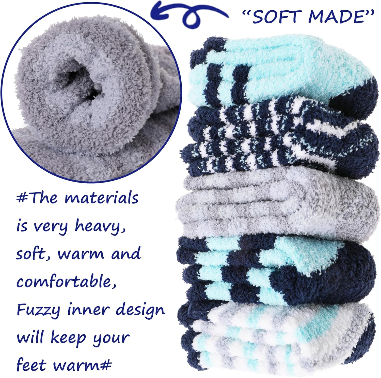 Fuzzy Socks for Women, Soft Comfy Cozy Fluffy Thick Winter Warm Fleece Slipper Socks