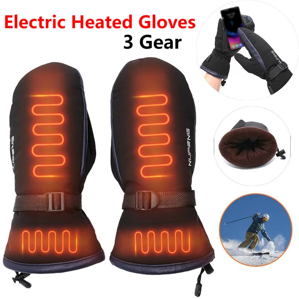 Electric Heated Gloves Men Women Motorcycle Riding Gloves USB Charging Heating Thermal Gloves Winter Skiing Snowboarding Gloves