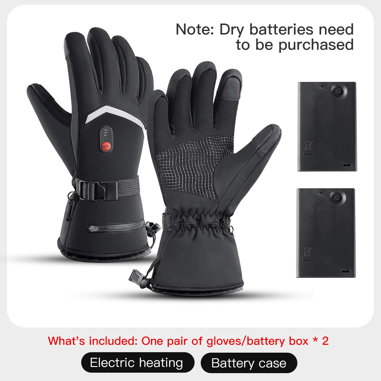 Electric Heating Gloves, Winter Motorcycle Heating Gloves, Warm and Waterproof with Battery Box, Heated Snow Motorcycle Heating