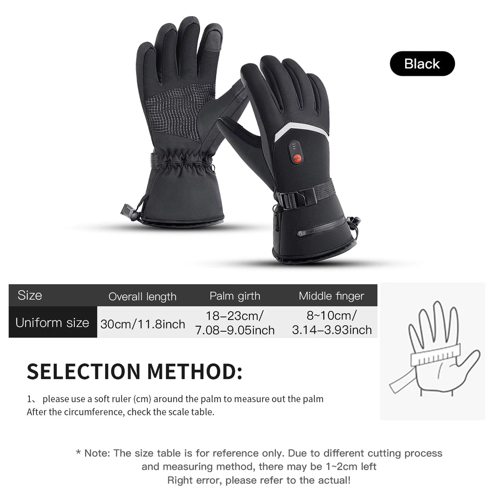 Electric Heating Gloves, Winter Motorcycle Heating Gloves, Warm and Waterproof with Battery Box, Heated Snow Motorcycle Heating