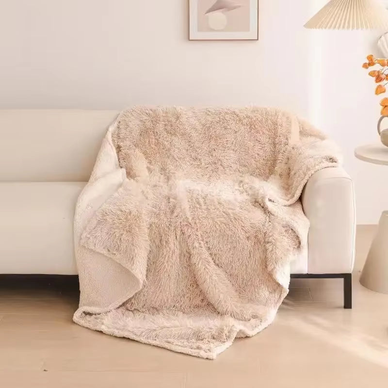 2025 New Luxury Rectangle Napping Blanket Waterproof Blankets for Couple, Throw Shaggy Warm Blankets Lovers Microfibre-Blanket