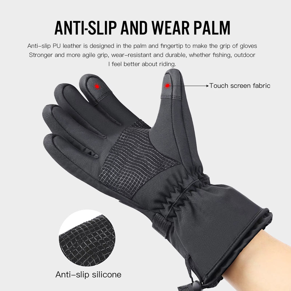 Electric Heating Gloves, Winter Motorcycle Heating Gloves, Warm and Waterproof with Battery Box, Heated Snow Motorcycle Heating